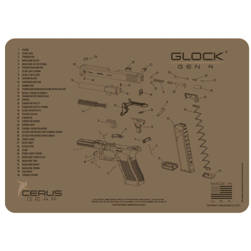 Cleaning Equipment Cerus Gear 4.50" GLOCK GEN 4 SCHEMATIC COYOTE • Model: 4.50"